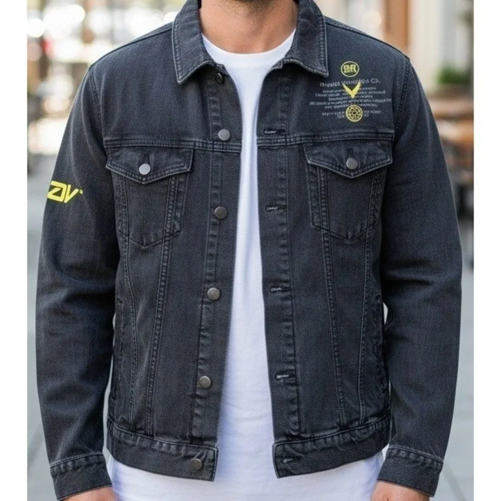Logan Paul WWE Maverick Clothing Co Men‎ Washed Black Graphic Denim Jacket